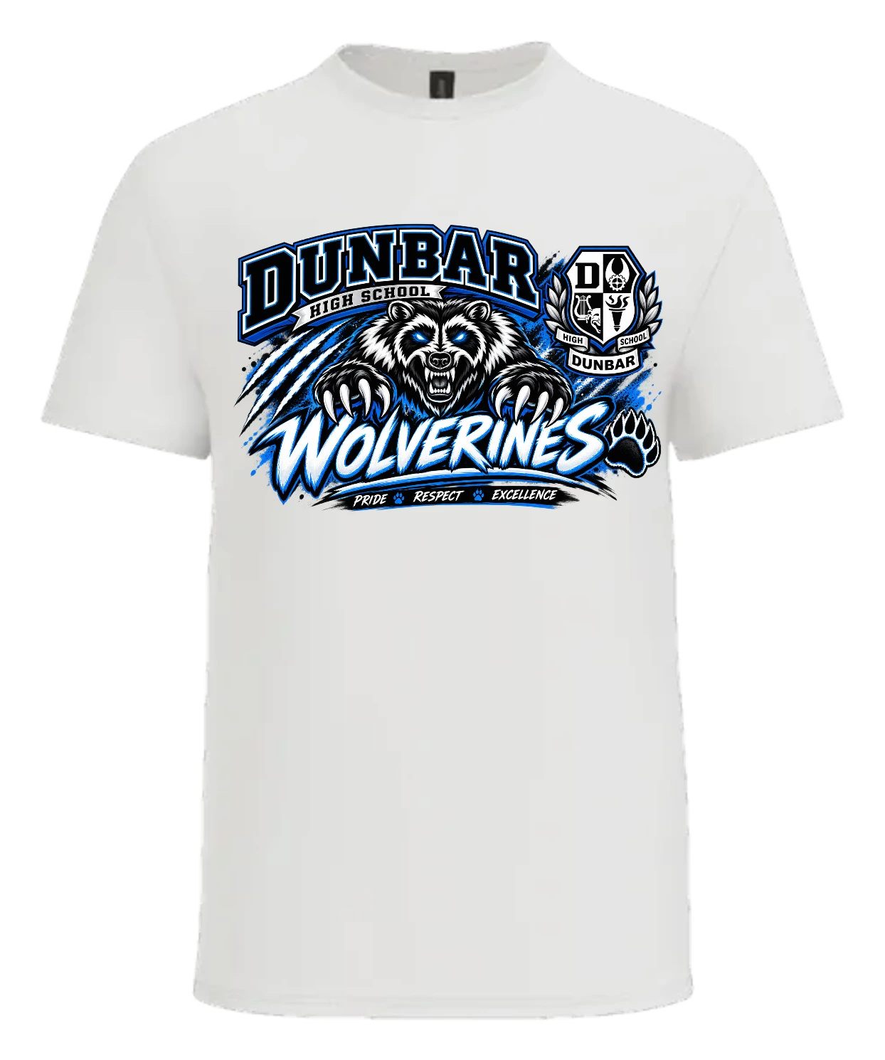 Paul Laurence Dunbar High School Dunbar Wolverines Tee — White