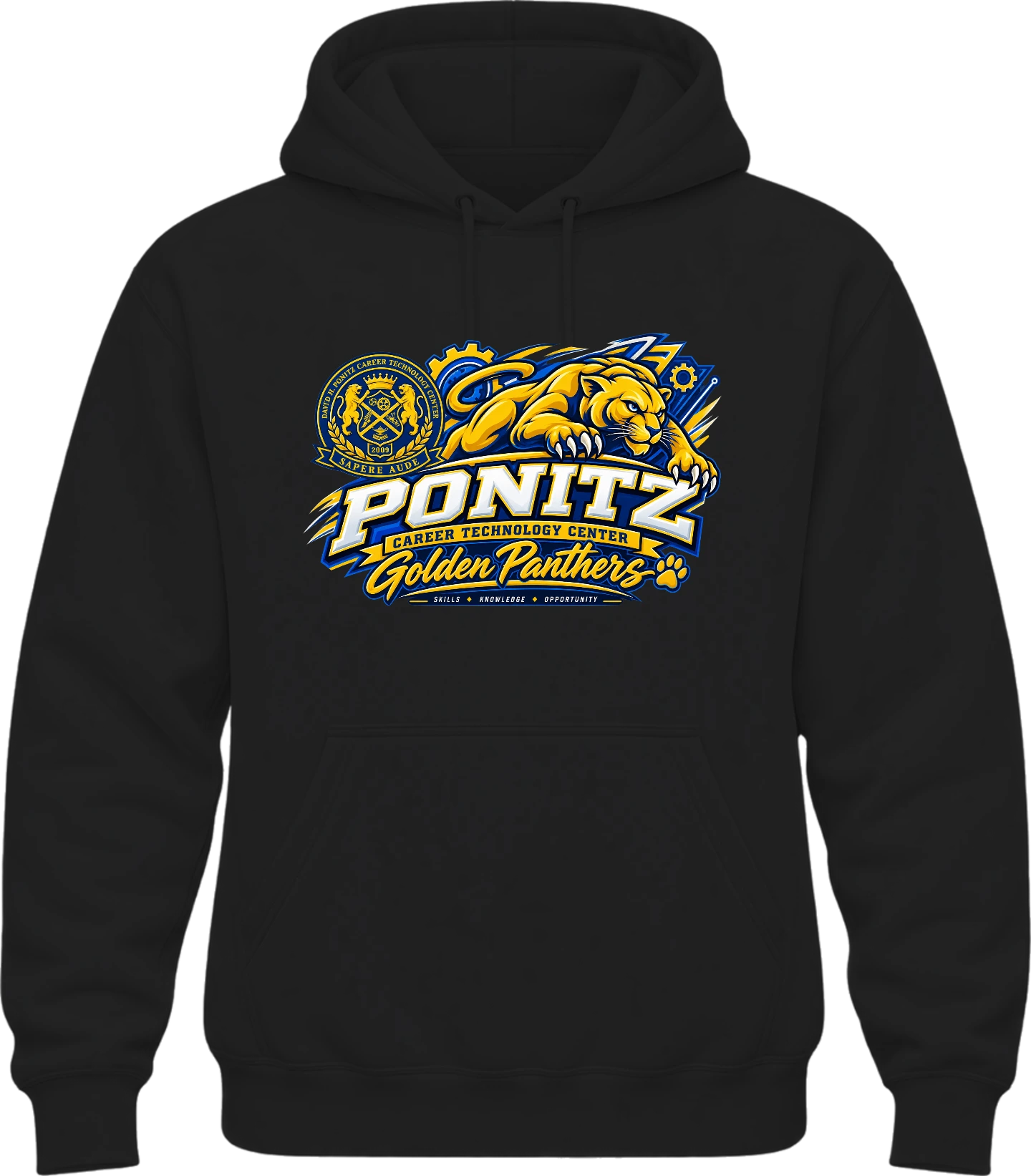 Ponitz Career Technology Center Ponitz Golden Panthers Hoodie — Black