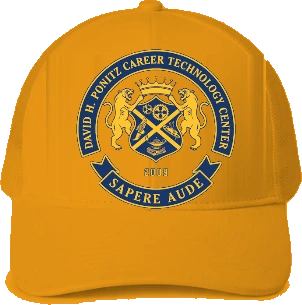 Ponitz Career Technology Center Trucker Hat — Gold front