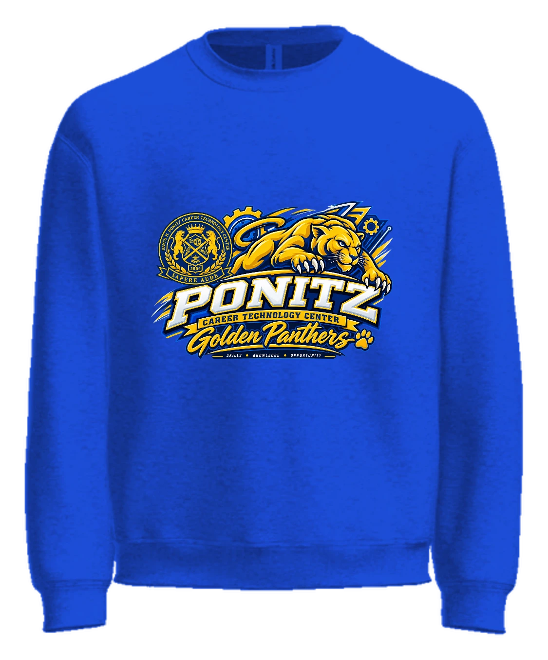 Ponitz Career Technology Center Ponitz Golden Panthers Crewneck — Royal Blue