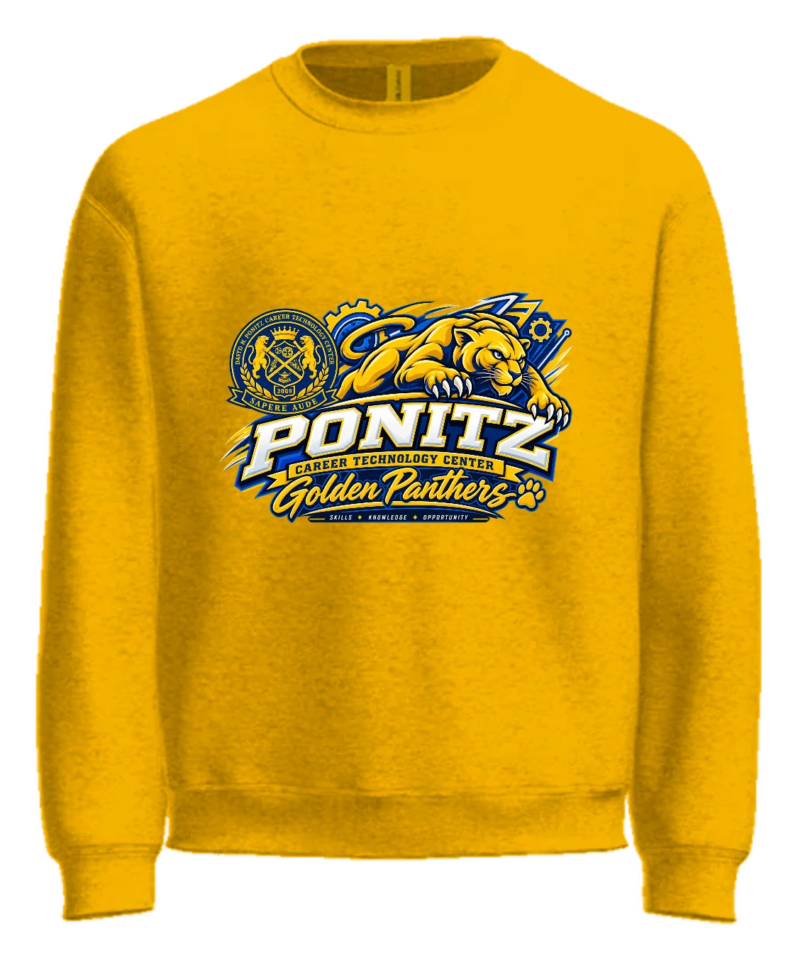 Ponitz Career Technology Center Ponitz Golden Panthers Crewneck — Gold