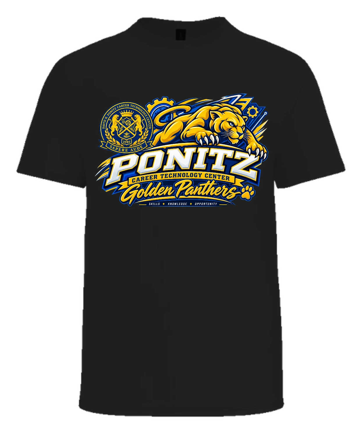 Ponitz Career Technology Center Ponitz Golden Panthers Tee — Black