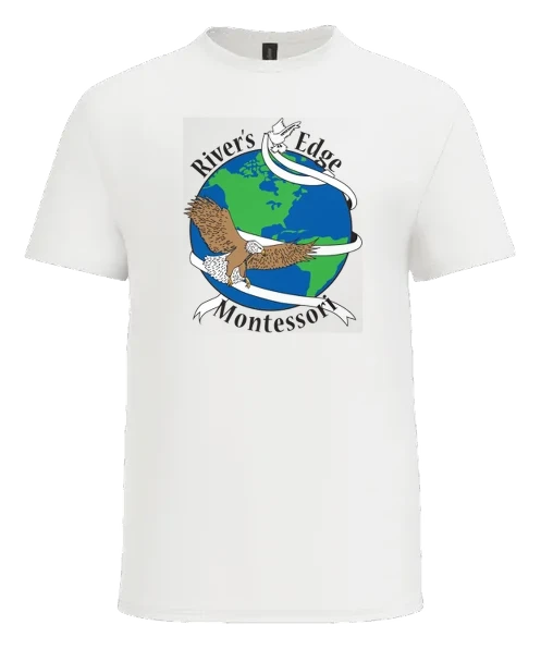 Rivers Edge Montessori Tee — White front