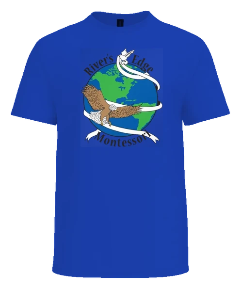 Rivers Edge Montessori Tee — True Royal front