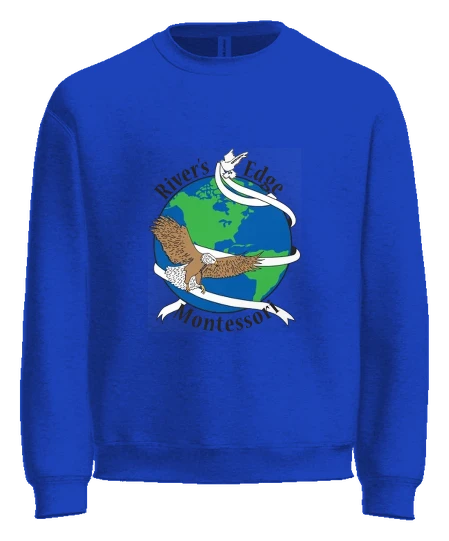 Rivers Edge Montessori Crewneck — True Royal front