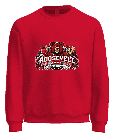 Roosevelt Elementary School Crewneck — Red front