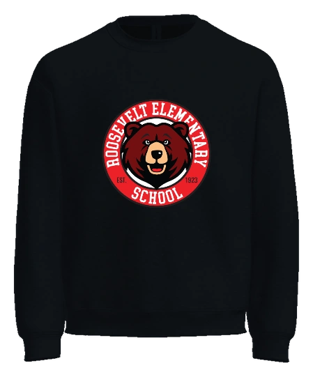 Roosevelt Elementary School Crewneck — Black front