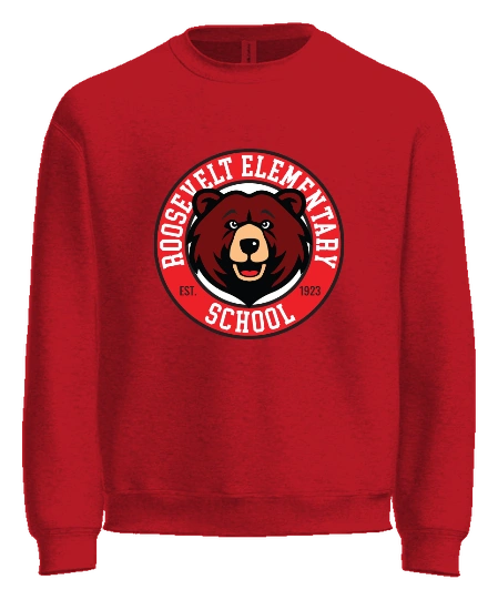 Roosevelt Elementary School Crewneck — Red front