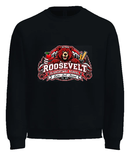 Roosevelt Elementary School Crewneck — Black front