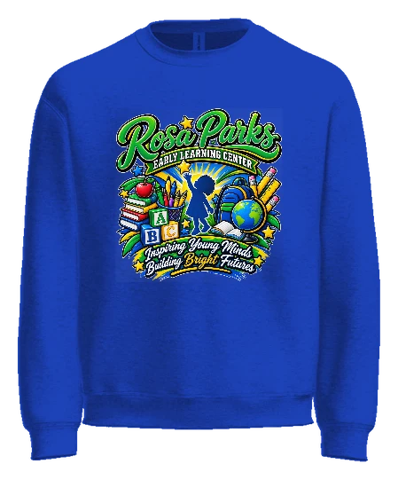 Rosa Parks Learning Center Crewneck — True Royal front