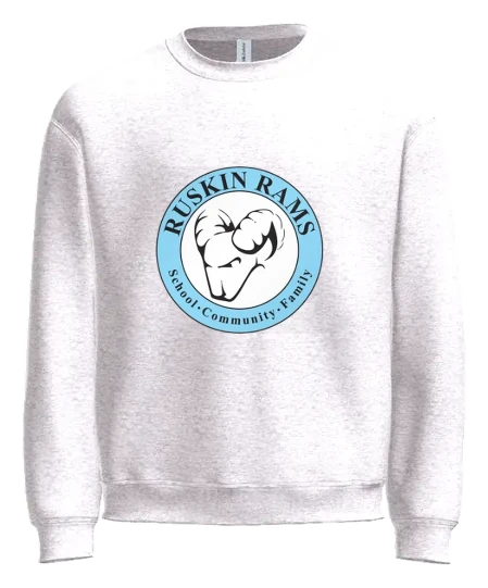Ruskin Elementary Crewneck — White front