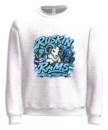 Ruskin Elementary Crewneck — White front