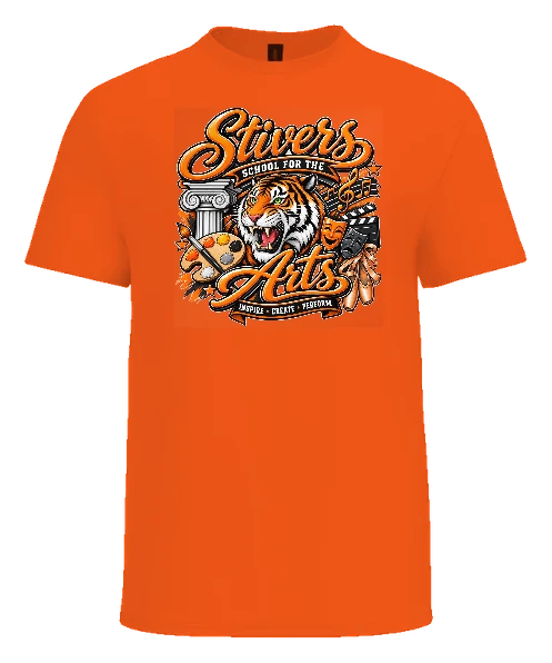Stivers School for the Arts Tee — Orange front