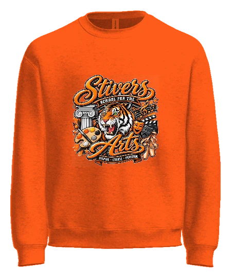 Stivers School for the Arts Crewneck — Orange front