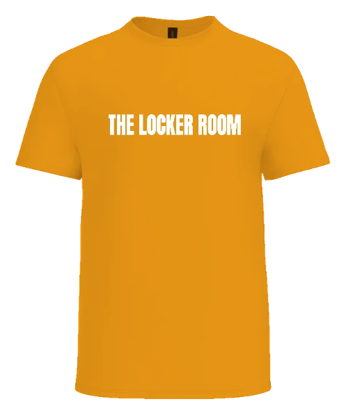 The Locker Room LA Tee — Gold front