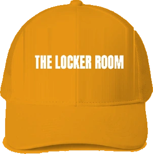The Locker Room LA Trucker Hat — Gold front