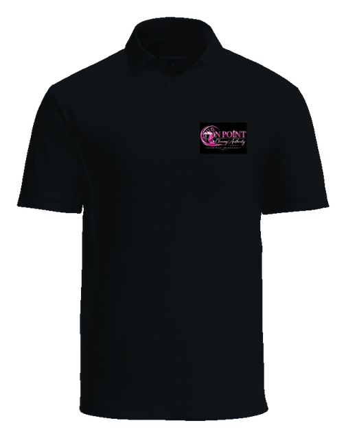 THE OPCA SHOP by On Point Cleaning Authority Polo — Black front