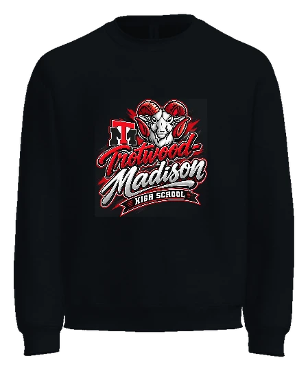 Trotwood-Madison High School Crewneck — Black front