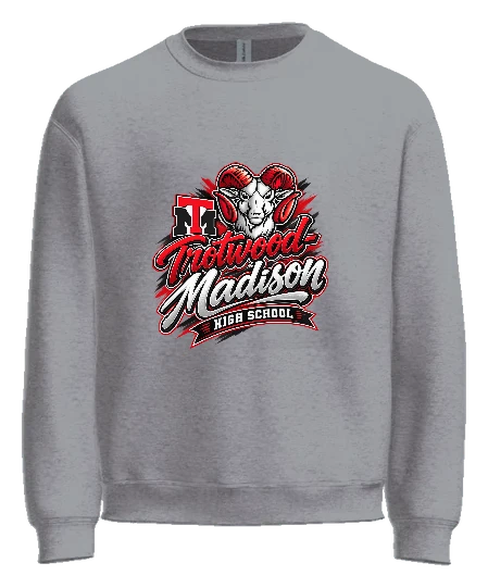 Trotwood-Madison High School Crewneck — Sport Grey front