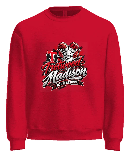 Trotwood-Madison High School Crewneck — Red front