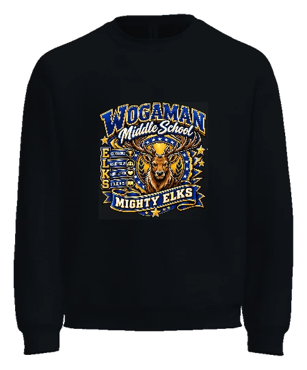 Wogaman Middle School Crewneck — Black front