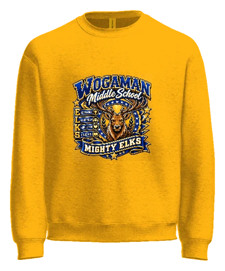Wogaman Middle School Crewneck — Gold front