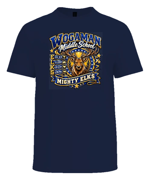 Wogaman Middle School Tee — Navy front
